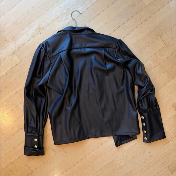 NEW FIFTEEN TWENTY faux leather shirt in black, M, CB2512 - Picture 6 of 8